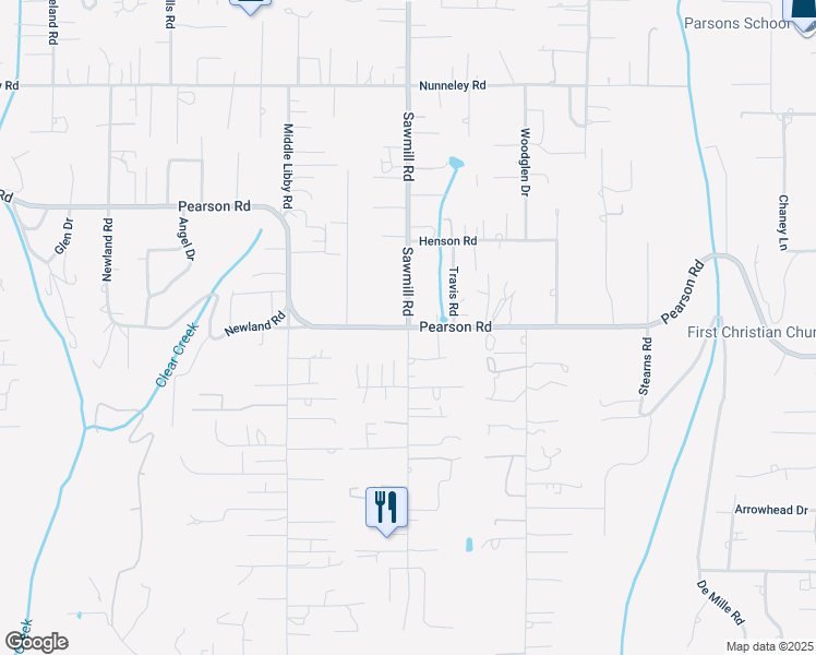 map of restaurants, bars, coffee shops, grocery stores, and more near Pearson Road & Sawmill Road in Paradise