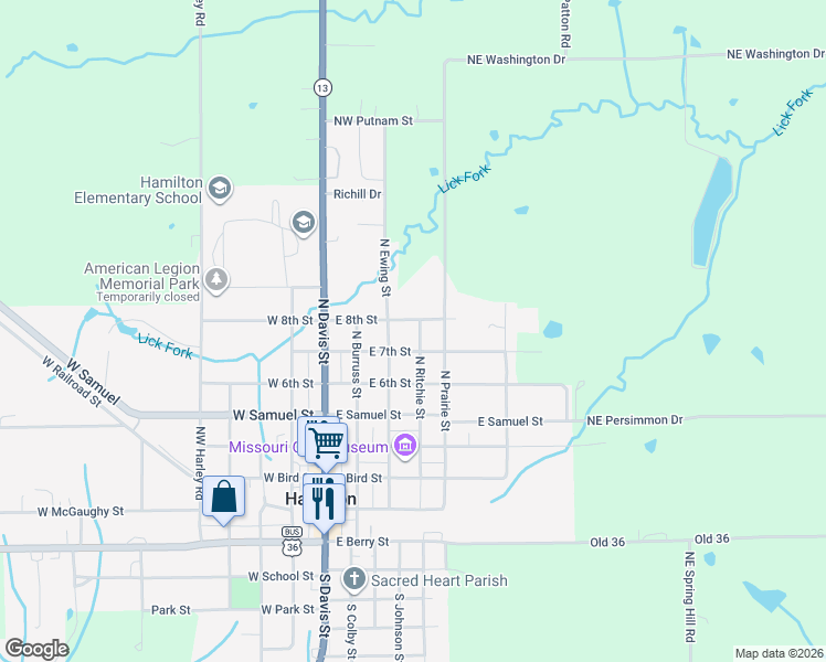 map of restaurants, bars, coffee shops, grocery stores, and more near 703 North Ritchie Street in Hamilton