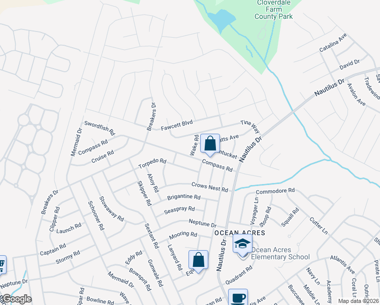 map of restaurants, bars, coffee shops, grocery stores, and more near 260 Compass Road in Stafford Township