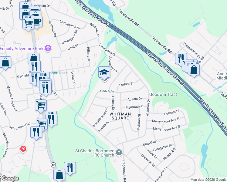 map of restaurants, bars, coffee shops, grocery stores, and more near 811 Coach Road in Washington Township