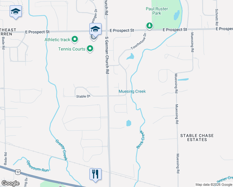 map of restaurants, bars, coffee shops, grocery stores, and more near 11040 Harness Way in Indianapolis