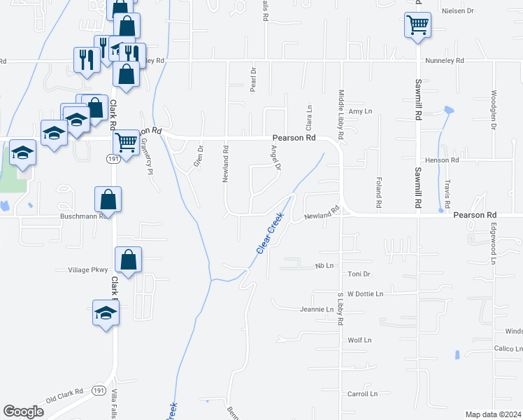 map of restaurants, bars, coffee shops, grocery stores, and more near 5506 Newland Road in Paradise