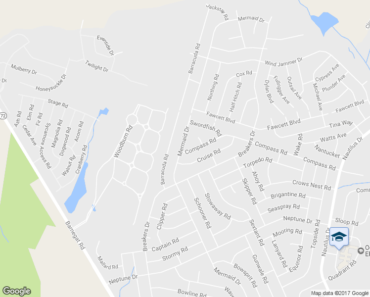 map of restaurants, bars, coffee shops, grocery stores, and more near 104 Compass Road in Stafford Township