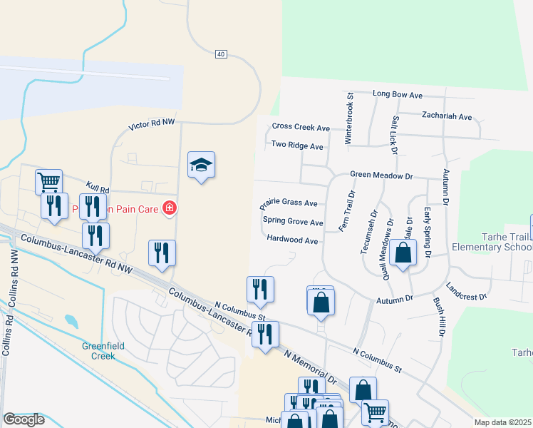 map of restaurants, bars, coffee shops, grocery stores, and more near 2799 Spring Grove Avenue in Lancaster