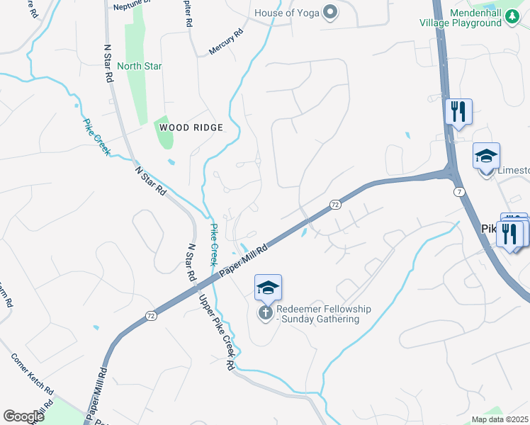map of restaurants, bars, coffee shops, grocery stores, and more near 5 Whitehaven Court in Newark