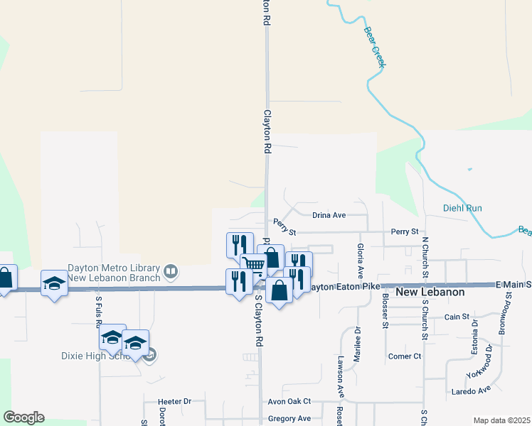 map of restaurants, bars, coffee shops, grocery stores, and more near 500 Greenwood Court in New Lebanon
