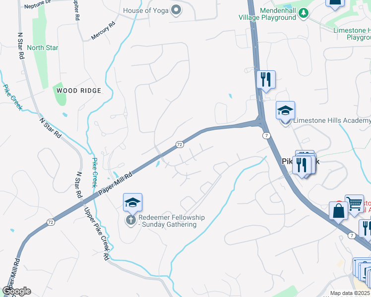 map of restaurants, bars, coffee shops, grocery stores, and more near 1013 Ridgewood Court in Newark