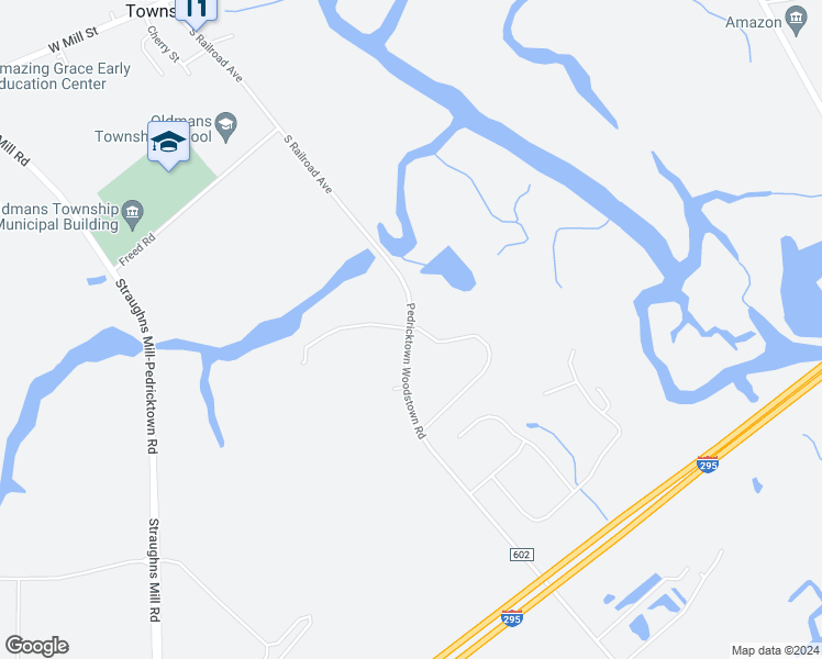 map of restaurants, bars, coffee shops, grocery stores, and more near 5 Pedricktown Woodstown Road in Oldmans Township
