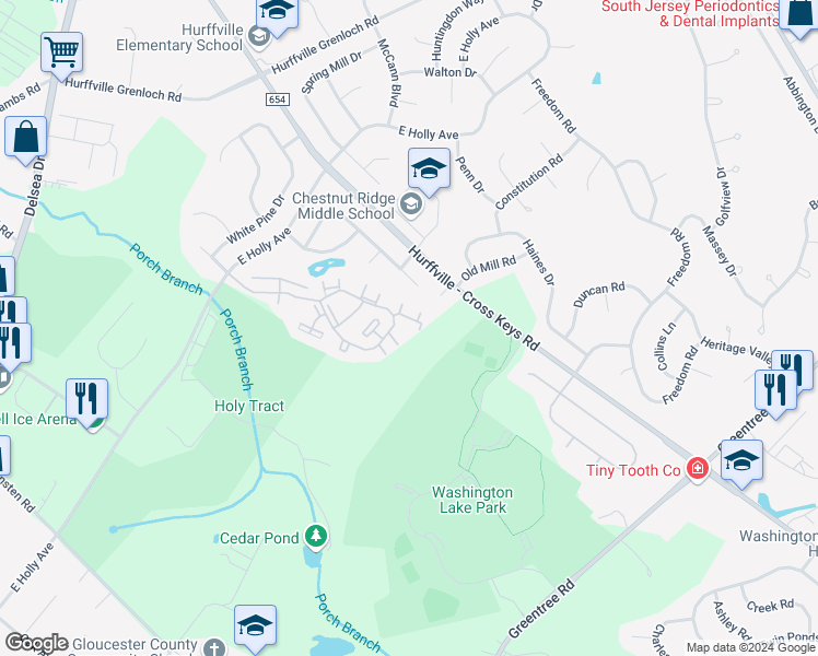 map of restaurants, bars, coffee shops, grocery stores, and more near 432 Pepper Mill Court in Washington Township