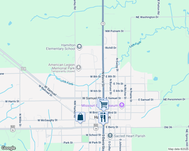 map of restaurants, bars, coffee shops, grocery stores, and more near 203 West 8th Street in Hamilton