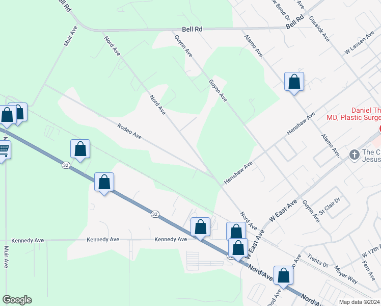 map of restaurants, bars, coffee shops, grocery stores, and more near 2867 Nord Avenue in Chico