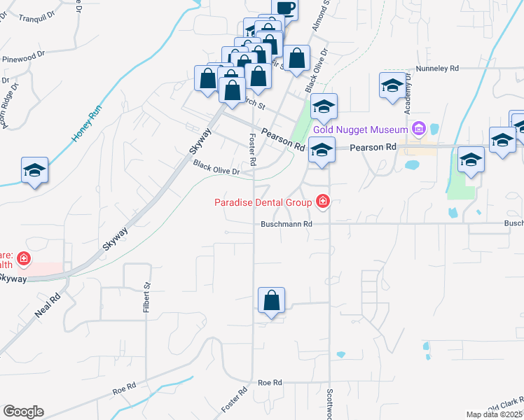 map of restaurants, bars, coffee shops, grocery stores, and more near 5570 Brookside Avenue in Paradise