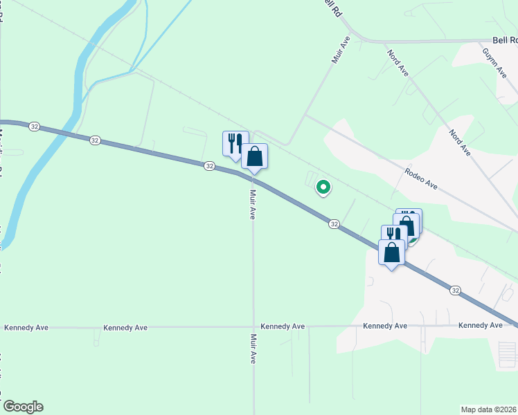 map of restaurants, bars, coffee shops, grocery stores, and more near 1237 Muir Avenue in Chico