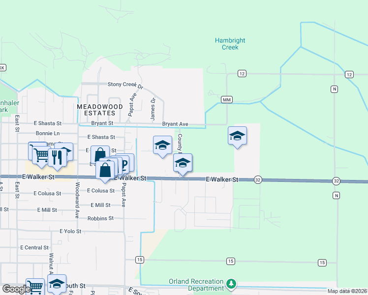 map of restaurants, bars, coffee shops, grocery stores, and more near 4440 County Road N in Orland