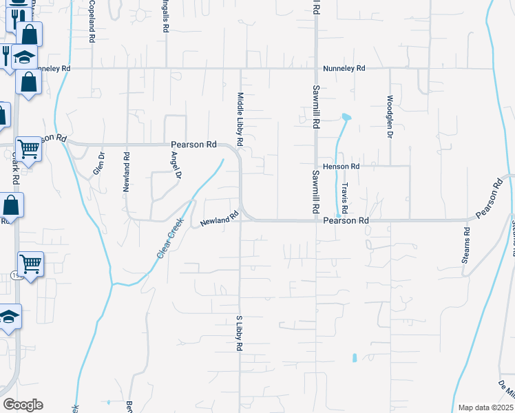 map of restaurants, bars, coffee shops, grocery stores, and more near 1067 Pearson Road in Paradise