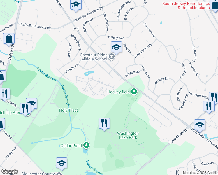 map of restaurants, bars, coffee shops, grocery stores, and more near 437 Pepper Mill Court in Washington Township