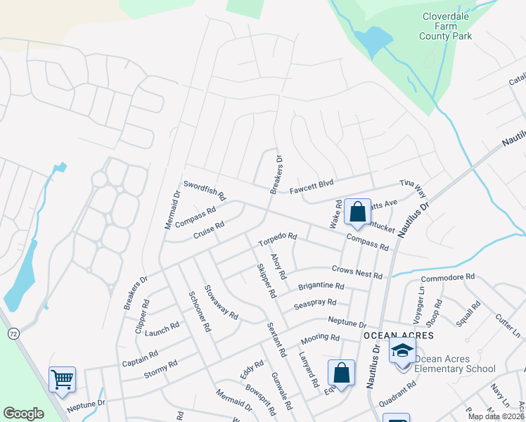 map of restaurants, bars, coffee shops, grocery stores, and more near 67 Fawcett Boulevard in Barnegat Township