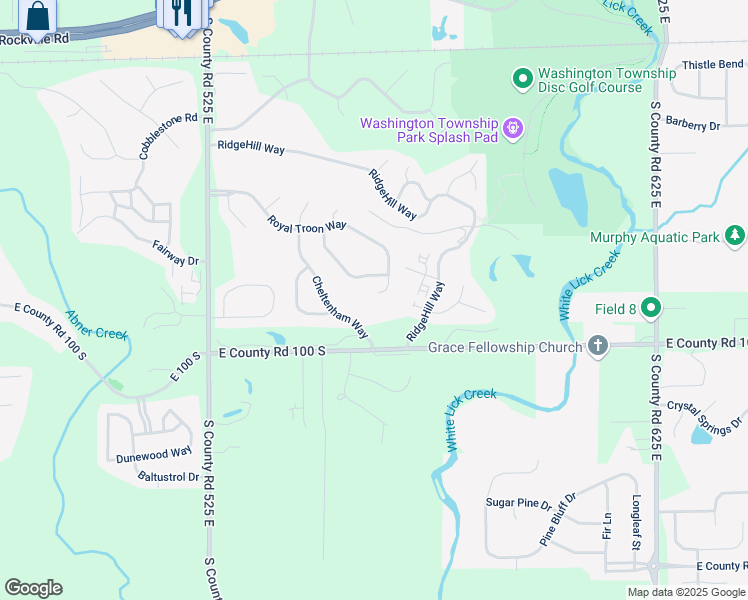 map of restaurants, bars, coffee shops, grocery stores, and more near 5668 Royal Troon Way in Avon