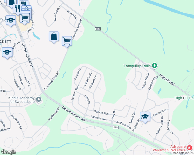map of restaurants, bars, coffee shops, grocery stores, and more near 144 Ramona Lane in Swedesboro