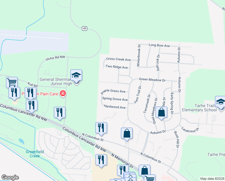 map of restaurants, bars, coffee shops, grocery stores, and more near 2710 Prairie Grass Avenue in Lancaster