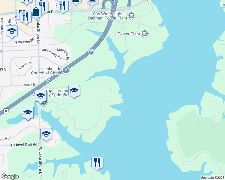 map of restaurants, bars, coffee shops, grocery stores, and more near in Springfield