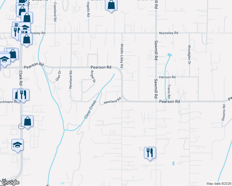 map of restaurants, bars, coffee shops, grocery stores, and more near 1080 Pearson Road in Paradise