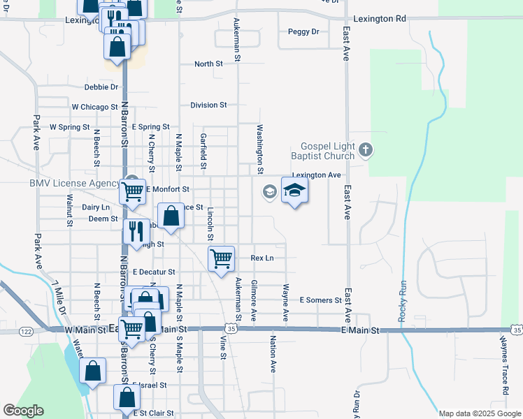 map of restaurants, bars, coffee shops, grocery stores, and more near 723 Lexington Avenue in Eaton