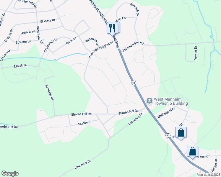 map of restaurants, bars, coffee shops, grocery stores, and more near 2341 Swiftwater Drive in Hanover