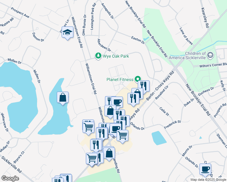 map of restaurants, bars, coffee shops, grocery stores, and more near 286 Freedom Way in Gloucester Township