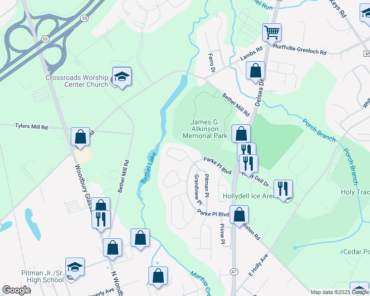 map of restaurants, bars, coffee shops, grocery stores, and more near 82 Pristine Place in Washington Township