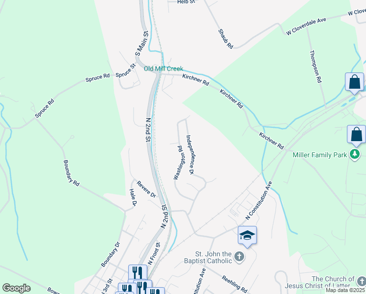map of restaurants, bars, coffee shops, grocery stores, and more near 30 Washington Road in New Freedom