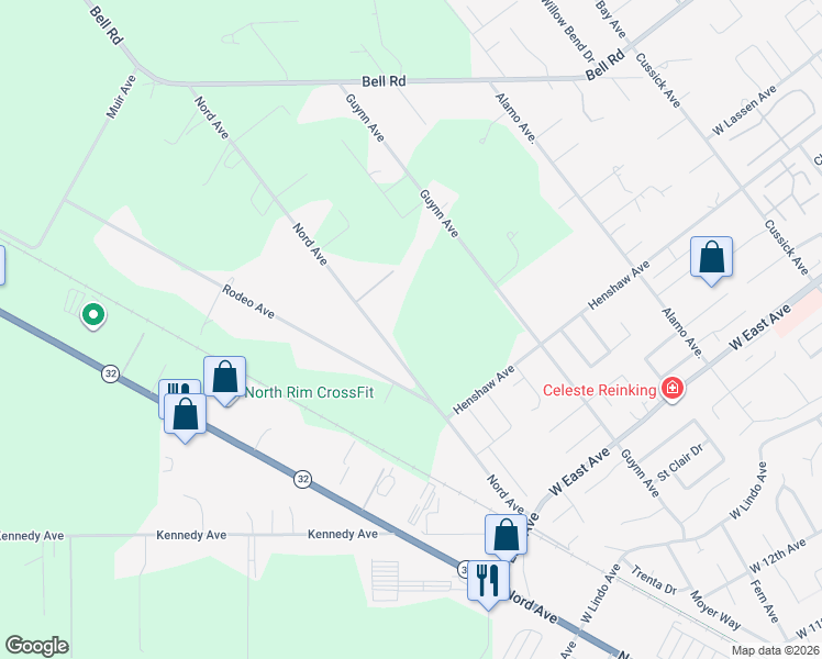map of restaurants, bars, coffee shops, grocery stores, and more near in Chico
