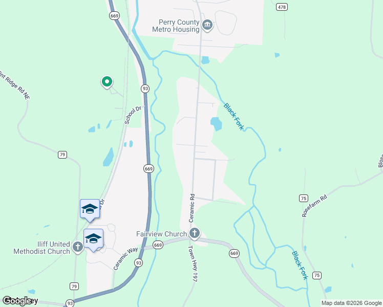 map of restaurants, bars, coffee shops, grocery stores, and more near 12800 Township Road 1009Ne in Crooksville
