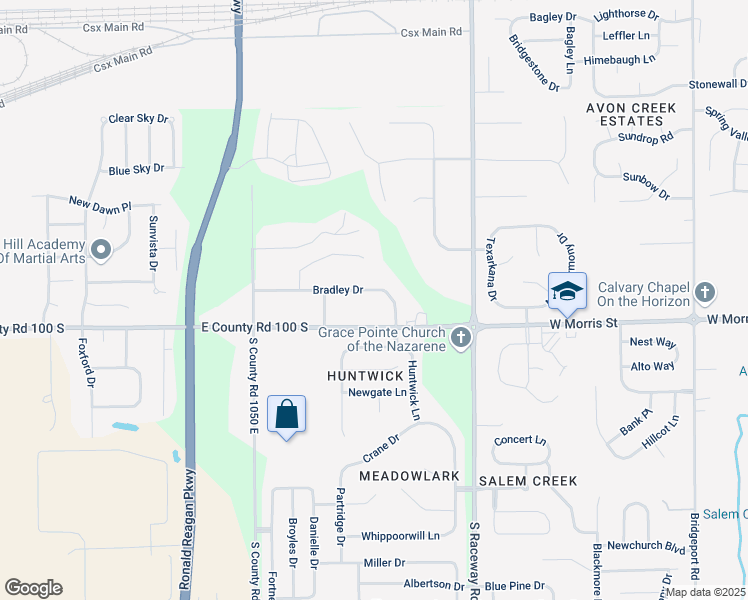 map of restaurants, bars, coffee shops, grocery stores, and more near 10777 Bradley Drive in Indianapolis