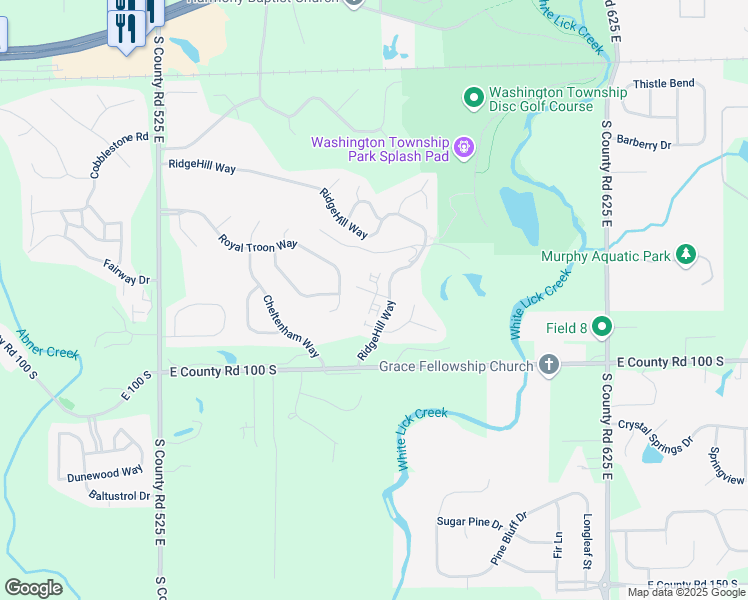 map of restaurants, bars, coffee shops, grocery stores, and more near 861 Woodcross Court in Avon
