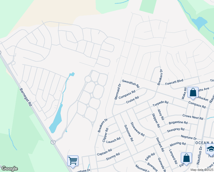 map of restaurants, bars, coffee shops, grocery stores, and more near 47 Highland Drive in Stafford Township