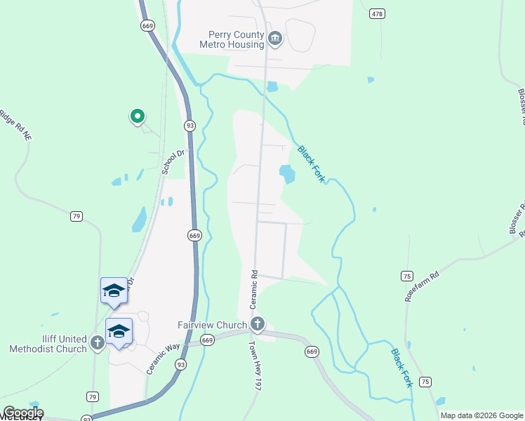 map of restaurants, bars, coffee shops, grocery stores, and more near 12800 Township Road 1009Ne in Crooksville