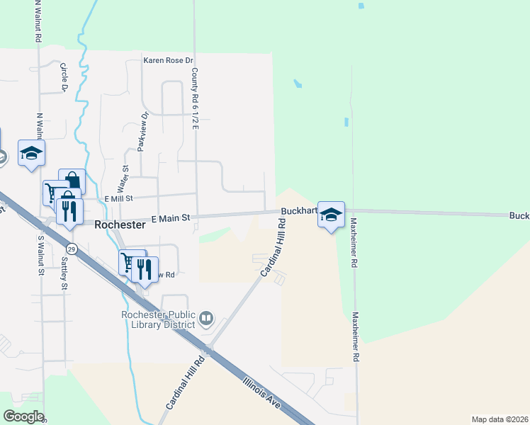 map of restaurants, bars, coffee shops, grocery stores, and more near County Highway 4 in Rochester