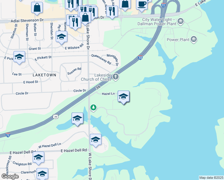 map of restaurants, bars, coffee shops, grocery stores, and more near in Springfield