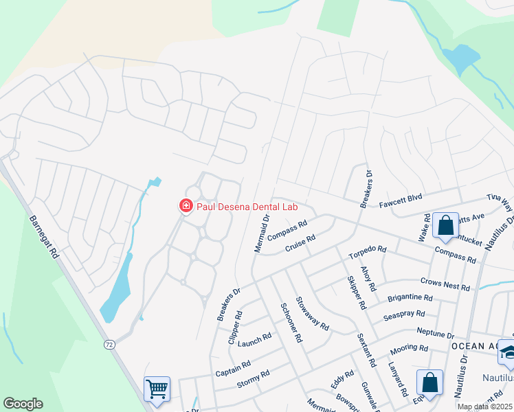 map of restaurants, bars, coffee shops, grocery stores, and more near 175 Barracuda Road in Stafford Township