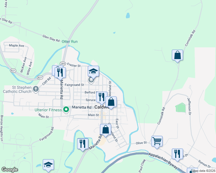 map of restaurants, bars, coffee shops, grocery stores, and more near 717 Cumberland Street in Caldwell