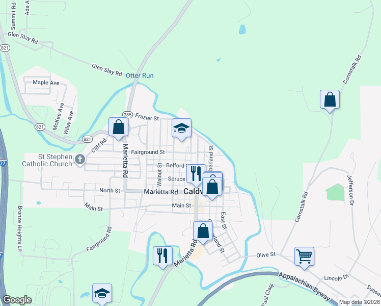 map of restaurants, bars, coffee shops, grocery stores, and more near 516 Fairground Street in Caldwell