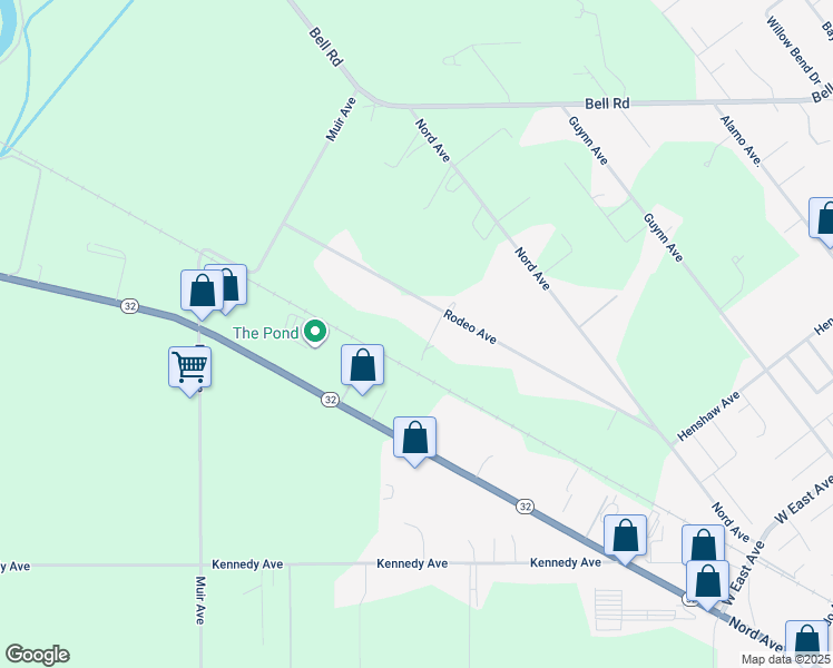map of restaurants, bars, coffee shops, grocery stores, and more near 3131 Rodeo Avenue in Chico