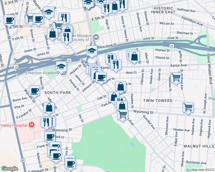 map of restaurants, bars, coffee shops, grocery stores, and more near 1236 Wayne Avenue in Dayton