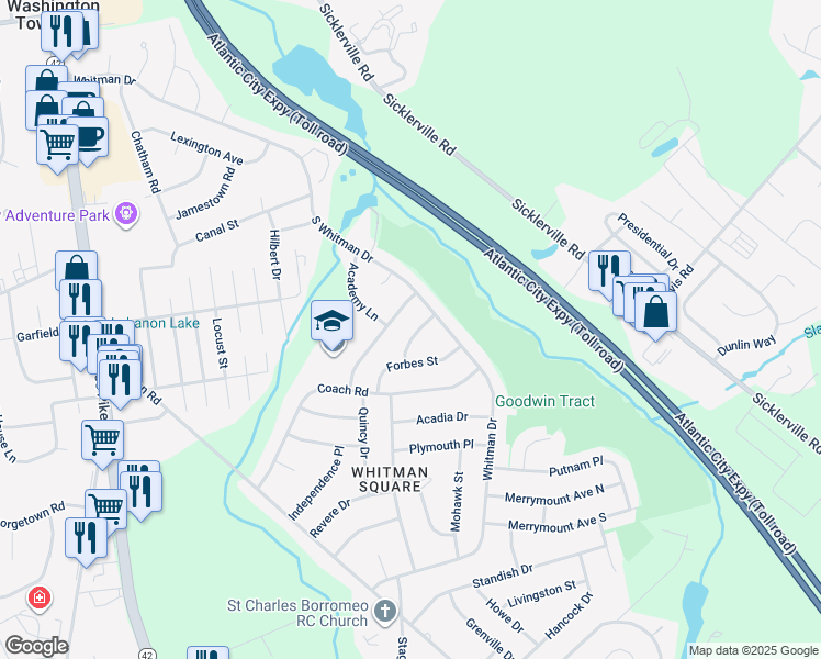 map of restaurants, bars, coffee shops, grocery stores, and more near 912 Cornwall Terrace in Washington Township