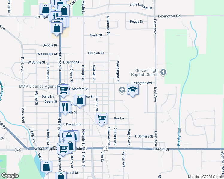 map of restaurants, bars, coffee shops, grocery stores, and more near 723 Lexington Avenue in Eaton