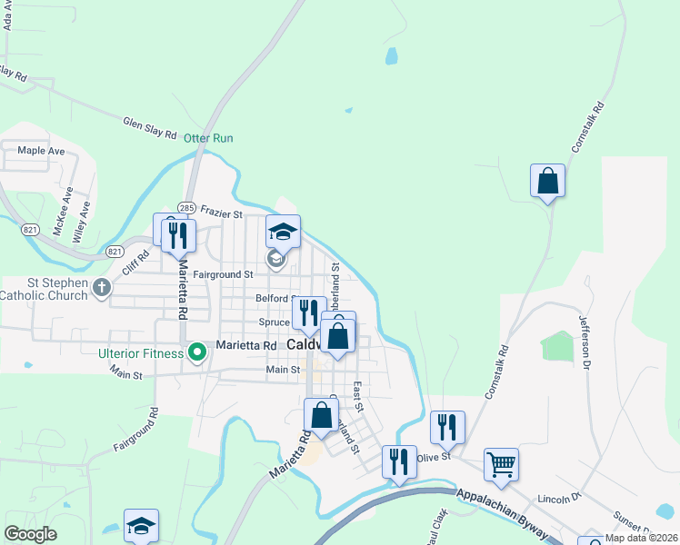map of restaurants, bars, coffee shops, grocery stores, and more near 717 Cumberland Street in Caldwell