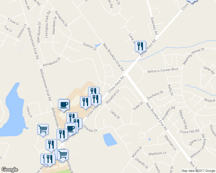map of restaurants, bars, coffee shops, grocery stores, and more near 4 Aberdeen Drive in Gloucester Township
