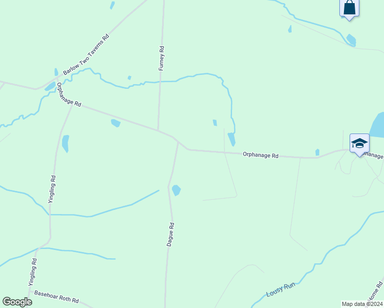 map of restaurants, bars, coffee shops, grocery stores, and more near 385 Orphanage Road in Littlestown