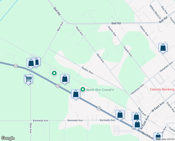 map of restaurants, bars, coffee shops, grocery stores, and more near 3261 Rodeo Avenue in Chico